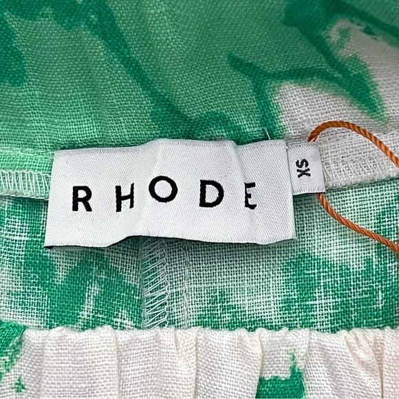 NWT RHODE Safia Wide Leg Pant in Green and White Watercolor Zig Zag - Size XS - Picture 4 of 9